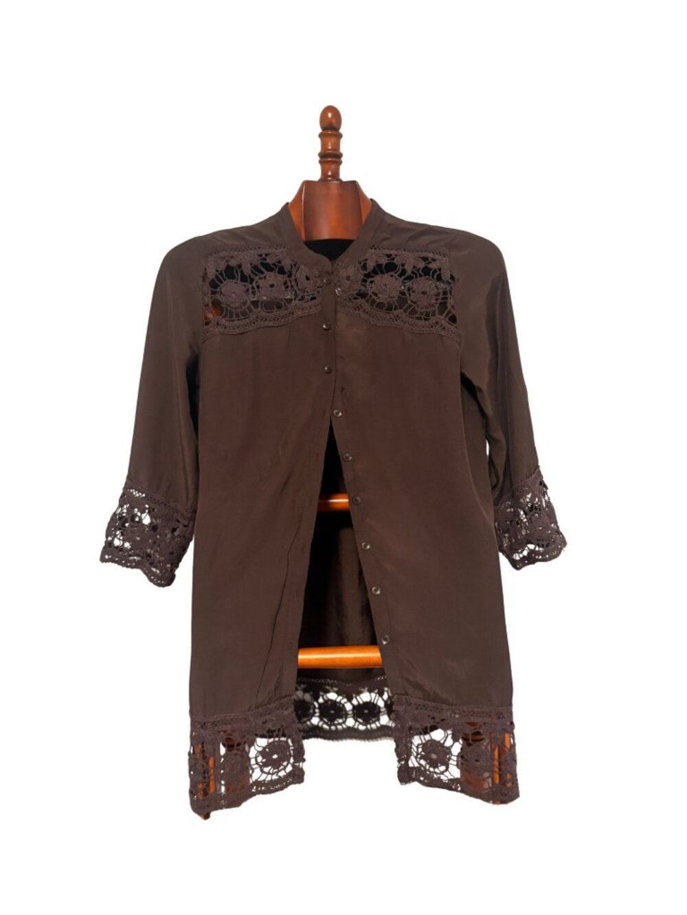 Intimately By Free People Brown Knit Button Front Blouse Shirt Size M